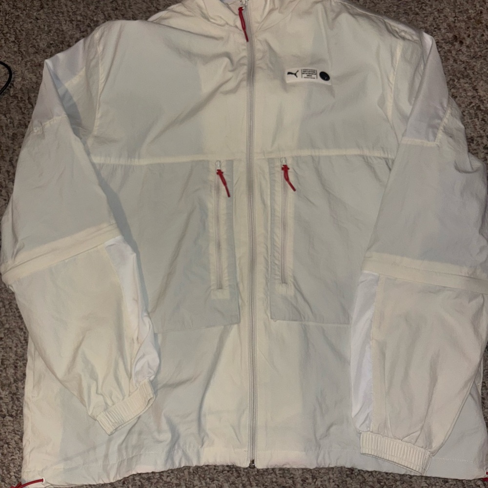 Puma White Jacket with Red Zipper